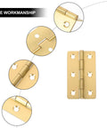 Golden Copper Piano Hinges Set, 4 Pcs For Jewelry Boxes And Wood Cabinets, detail view of smooth quiet folding butt hinge.