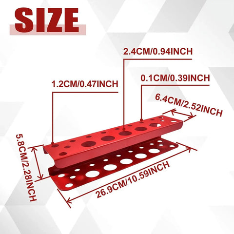 Heavy Duty Magnetic Tool Holder Rack For Screwdrivers And Pliers Wall Mount Pegboard Organizer size dimensions in cm and inches.