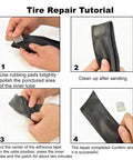 Tire repair tutorial using Grab-and-Go Bike Repair Kit With Blue Mini Tire Pump and 11-In-1 Tool, patch process steps 1-4