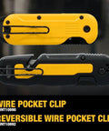 Push And Flip Folding Utility Knife Set With One Handed Operation And 30 Percent More Compact Design, reversible wire pocket clip