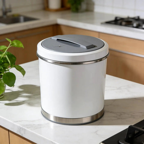Top Toss Stainless Torsion Spring Kit With 4 Coil Design And Heavy Duty Build For Trash Can Lid Replacement Makes Your Bin Snap Back Smooth Every Single Time So It Aint Rusty Or Flimsy on white kitchen bin lid