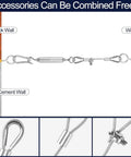 One Eighth Inch Wire Rope Kit 180 Ft Stainless Steel Aircraft Cable With M5 Turnbuckles And Eye Screws, 7x7 Strand Vinyl Coated