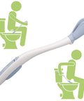 Toilet Aid Wand 18 Inch Personal Bottom Wiping Tool for easy self-care, shown in use from seated and standing positions with hygienic cover.