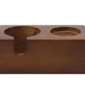 Straight Up Solid Beech Wood Coffee Tamper And Protafilter Stand With Handy Side Dock For 51 To 58 MM Brewers shown from the side.