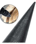 Round-handle wood drill bit, auger-style with long black steel spiral flutes, 38 mm diameter.