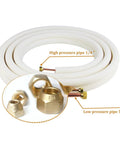 Sixteen Ft Copper Tubing Extension Set for Mini Split AC and Heating Systems, Dual Line One Quarter Inch and Five Eighths Inch OD