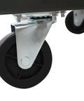 Close-up of locking caster wheel underside for 90 Bin Storage Rack With Locking Casters For Garage And Workshop, Double-Sided Tool Organizer