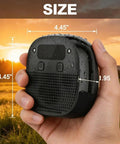 Ultrasonic Dog Bark Control Device With Sensor Tech, Remote, And Adjustable Modes For Indoor Outdoor Use, Rechargeable Bark Deterrent With 15-35KHz Frequency, Keeps Your Home Quiet And Your Nerves Chill. 4.45in handheld black unit shown with 1.95in depth