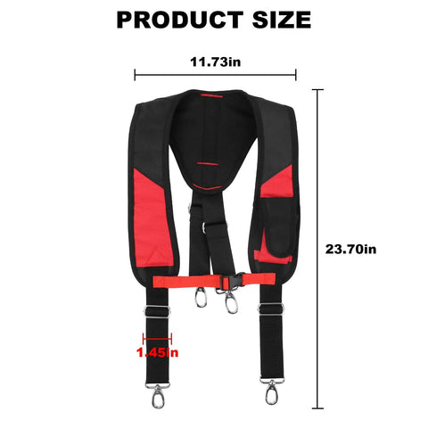 48-22-8145 Heavy Duty Padded Suspension Rig Replacement Backing For Tool Belts And Bags, size 11.73x23.70 in, black and red