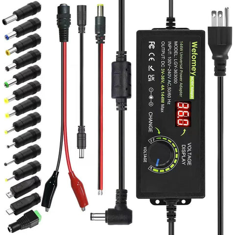 Versatile Adjustable DC Power Supply 3V To 36V 4A 144W With LCD Display 14 Tip Adapters 100V To 240V AC To DC Converter