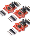 HiLetgo barometric pressure sensor module trio on red PCBs with pin headers