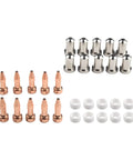 Premium 10 Sets Pt-23 27 Plasma Cutter Consumables Kit with high grade copper and chrome electrodes and tips for cutting.