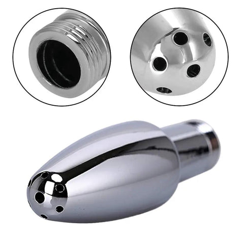 Dual Shower Head Enema System With Aluminum Nozzles, Flushing Cleansing Wand, 130 Mm Length, 2 Adjustable Heads, Silver Finish