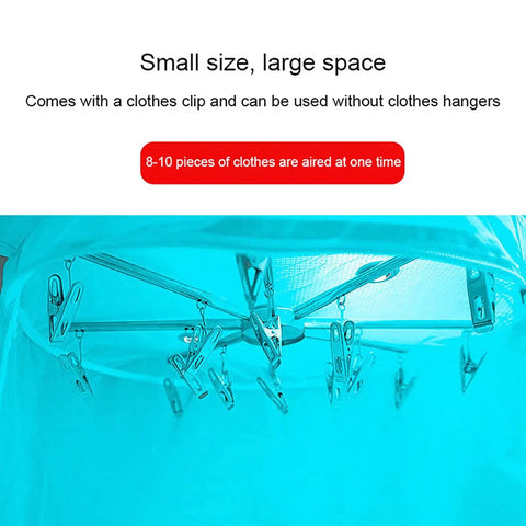 Portable 900W Mini Electric Clothes Dryer Rack For Apartments And Travel Ready with clothes clips, drying 8-10 items simultaneously.