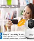 4MP Ultra HD Dual Band WiFi Security Camera Indoor Home Surveillance With 5GHz And 2.4GHz Support 355 Horizontal Pan And 80 Vertical Tilt Night Vision Two Way Audio Motion And Human Detection SD Card Recording For Pet Baby Nanny Monitor shown in use by a woman