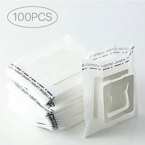 Grab And Go Portable Disposable Drip Coffee Bags With Hanging Ear, showing 100-count pack, suitable for travel and camping.