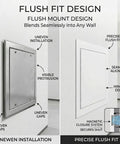 Built Tough Metal Access Panel With Zero Sag Magnetic Lock Covers Drywall Cutouts And Ceiling Openings Stays Put During Hvac Plumbing Fixes Snug Flush Look Gray 8X8 Inch Quick Clip showing flush mount design and installation features.