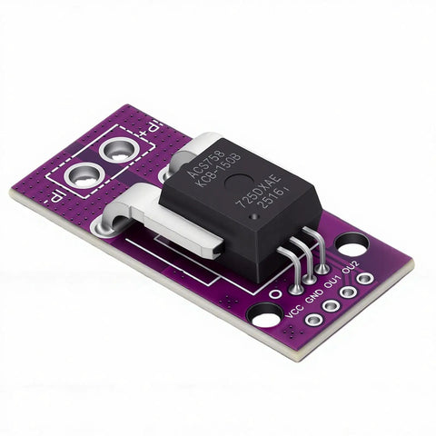 Heavy Duty Hall Effect Current Sensor 50A Linear Module For Power Monitoring with purple PCB and integrated circuit.
