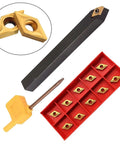 External Lathe Turning Tool Holder SDNCN1212H07 With DCMT070204 BP010 Carbide Inserts 10mm Shank, set includes holder and inserts