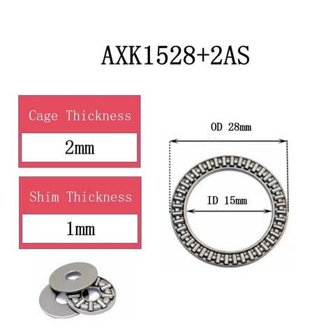 Two Pack High Precision Thrust Needle Roller Bearings With Washers Bearing Steel Material For Electric Drills Diagram