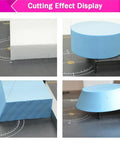 Cutting display of Heavy Duty Tabletop Hot Wire Foam Cutter Knockout Slicing Power For Styrofoam EPE KT Board, showing various shapes.