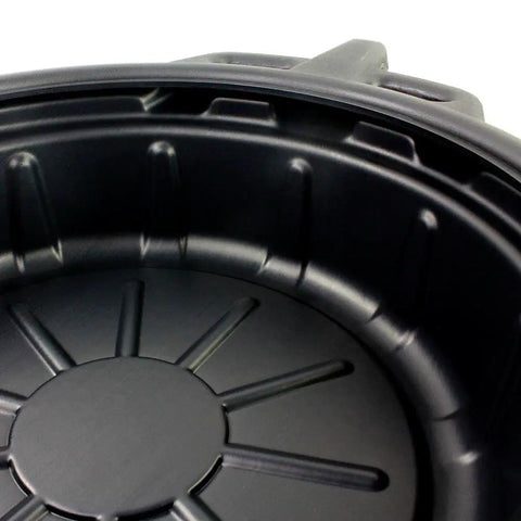 Portable Oil Drain Pan With Anti Splash Lip For Clean Oil Changes, Heavy Duty Polyethylene, Black Finish, interior detail
