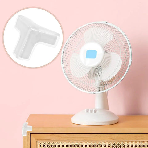 Clear PVC Furniture Corner Guards Set Of 20 Soft Edge Protectors on desk corner with fan in background