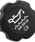 Side view of black plastic FC208 Engine Oil Filler Cap Replacement For Chevy GMC Buick Cadillac Silverado Suburban Tahoe Canyon Envoy