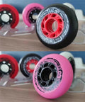 Inline Skate Replacement Wheels Set For 68 72 76 80mm Durometer 92A Outdoor Indoor Asphalt Formula Pink, black wheels displayed