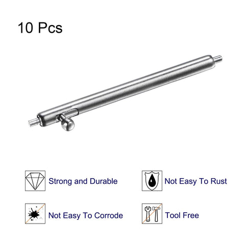 10 Pack Quick Release Spring Bar Pins For 22mm Watch Bands Stainless Steel One Point Eight Millimeter Diameter Replacement Link Pins Lugs Fast Strap Swaps For All Standard Watches