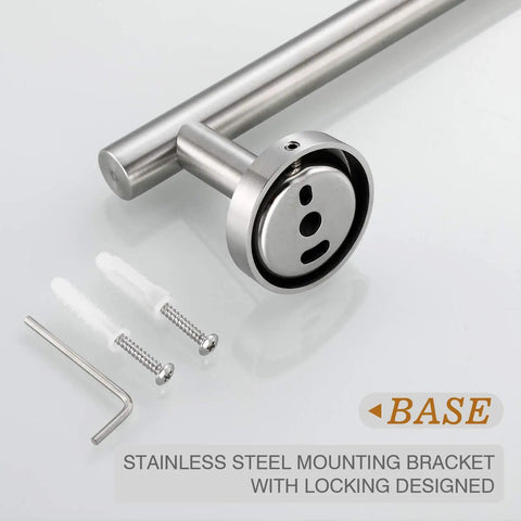 Brushed Nickel Hand Towel Bar For Bathroom Wall Mounted 9 Inch Towel Rack SUS304 Stainless Steel Towel Rod base with screws