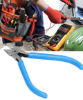 Beefy Diagonal Wire Cutter Pliers With Rebound Spring for precision cuts, shown on a workbench with an electrician's toolset.