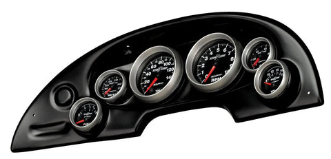 Black Two Gauge Race Panel For 2-1/16 Inch Gauges, OEM-Look Fit, Paint-To-Match Dash, Replaces Stock Cluster, angle view