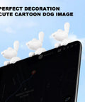 Tesla Dog Mode Center Screen Ornament Set for Model Y 2026 and Model 3 2017-2026, tiny dog decor on screen edge