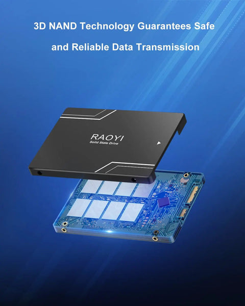 256GB Internal SSD Upgrade For PC And Laptop SATA III 6Gb/s 2.5 Inch Drive With 3D NAND Flash casing and internal view.