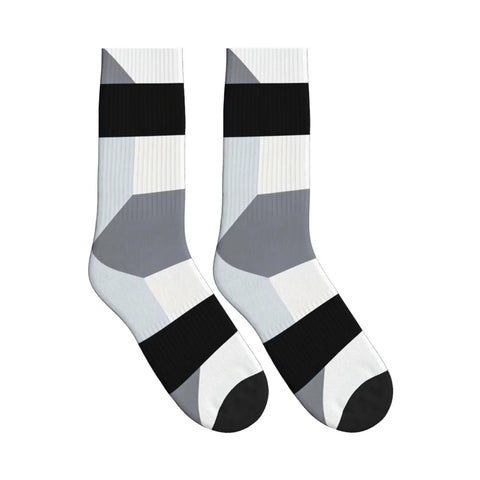 Top Shelf Black And White Piano Plate Grid Athletic Socks Engineered For The Daily Grind With Fast Dry Polyester And Secure Mid Tube Fit For Serious Training Days, featuring a geometric black and white color scheme.