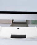 Slick Under Desk Keyboard Tray With Smooth Slide Out Drawer And Ergonomic Wrist Rest, straight up durable build seen from above, clean white surface.