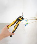 Heavy Duty Automatic Wire Strippers And Crimping Tool Built Tough Electric Cable Cutter Pliers with hand gripping wires.