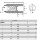 Technical drawing of Top Shelf 304 Stainless Steel Snap Action Ball Plunger With Heavy Duty Coiled Spring Loaded Positioning Screw.