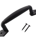 8 Inch Sliding Barn Door Handle in Black Steel Heavy Duty Gate Pull with screws for cabinets, closets, doors, kitchens, and drawers