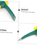 Yellow Plastic-Clad Pickaxe With Lightweight Fiberglass Handle for Gardening, details view of tool head and handle design.