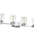 Chrome Farmhouse 4 Light Gooseneck Vanity Light Dope Industrial Style Wall Sconce with clear bulb shades, wall-mounted.