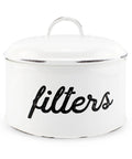 Basket Style White Enamel Coffee Filter Holder, The Go To Rustic Farmhouse Distressed Look, Shabby Chic Kitchen Organizer For Paper Filters