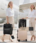 Black Sydioor 16-inch underseat softside luggage with removable wheels, front pocket and trolley sleeve.