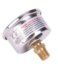 Side MEASUREMAN 1.5in dial fuel pressure gauge, liquid-filled, 0–60 psi, 304 stainless steel case, 1/8in NPT back mount
