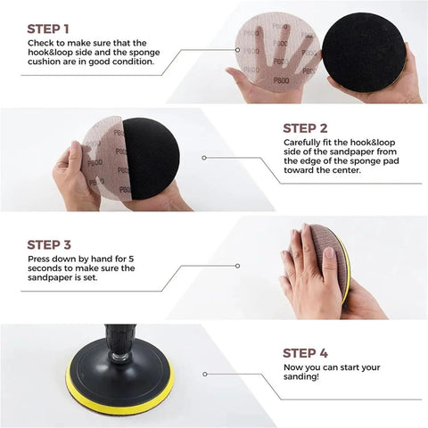 Step-by-step guide to using Grab These 50 Piece 6 Inch Mesh Sanding Discs With Hook And Loop Back for metal and drywall.