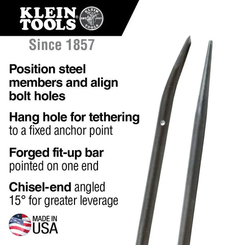 Round Connecting Bar Seven Eighths Inch By 36 Inch With 15 Degree Angled Chisel For Extra Leverage, ergonomic tool features.