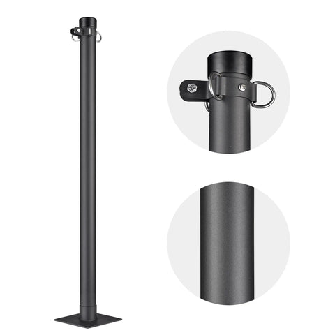 8 Ft Heavy Duty Shade Sail Pole With Windproof Bracket And Connecting Kits For Canopy, Awning, Tent, Tarp, Deck, Patio And Garden Use In Durable Weather Resistant Black Iron To Level Up Your Outdoor Shade Game