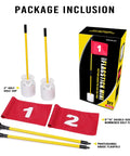 Two Pack 3Ft Golf Flagstick Mini Putting Green With Hole Cup Set, showing included double-sided flags and flagsticks.