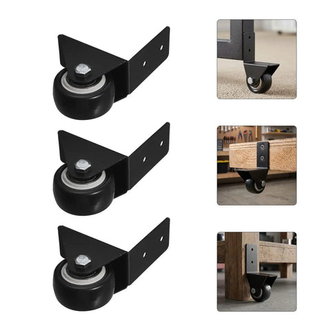 8 Piece L Shaped Plate Casters For Furniture And Luggage With Rubber Wheels, Bottom Mount Fixed Casters For One And A Half Inch Fit